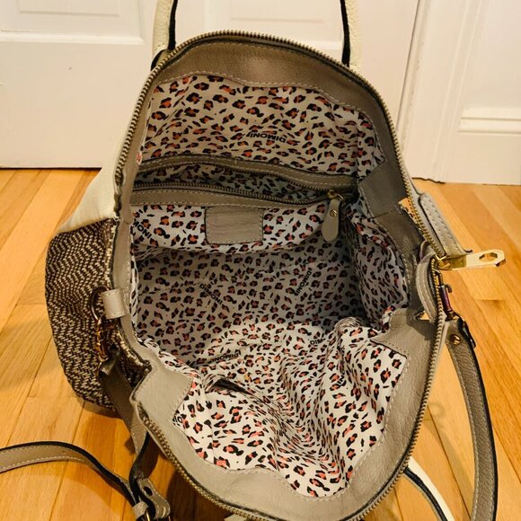 Vintage Dimoni Grey Leather Chevron Cross Body Designer Handbag - Picture 15 of 16